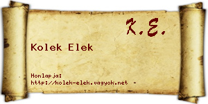 Kolek Elek névjegykártya